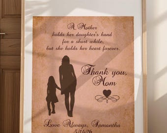 Regalo personalizado para la madre de la novia, una madre sostiene una cita, regalo único para mamá, regalo del Día de la Madre, regalo sentimental del Día de la Madre, arte digital de 8x10.