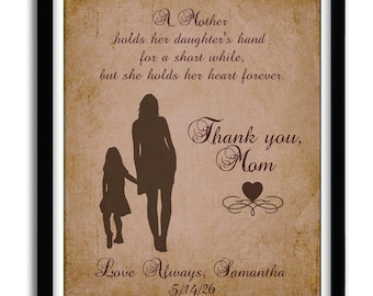 Regalo para la madre de la novia, una madre sostiene una cita, regalo único para mamá, regalo personalizado para el Día de la Madre, regalo sentimental para el Día de la Madre, arte digital de 8x10.