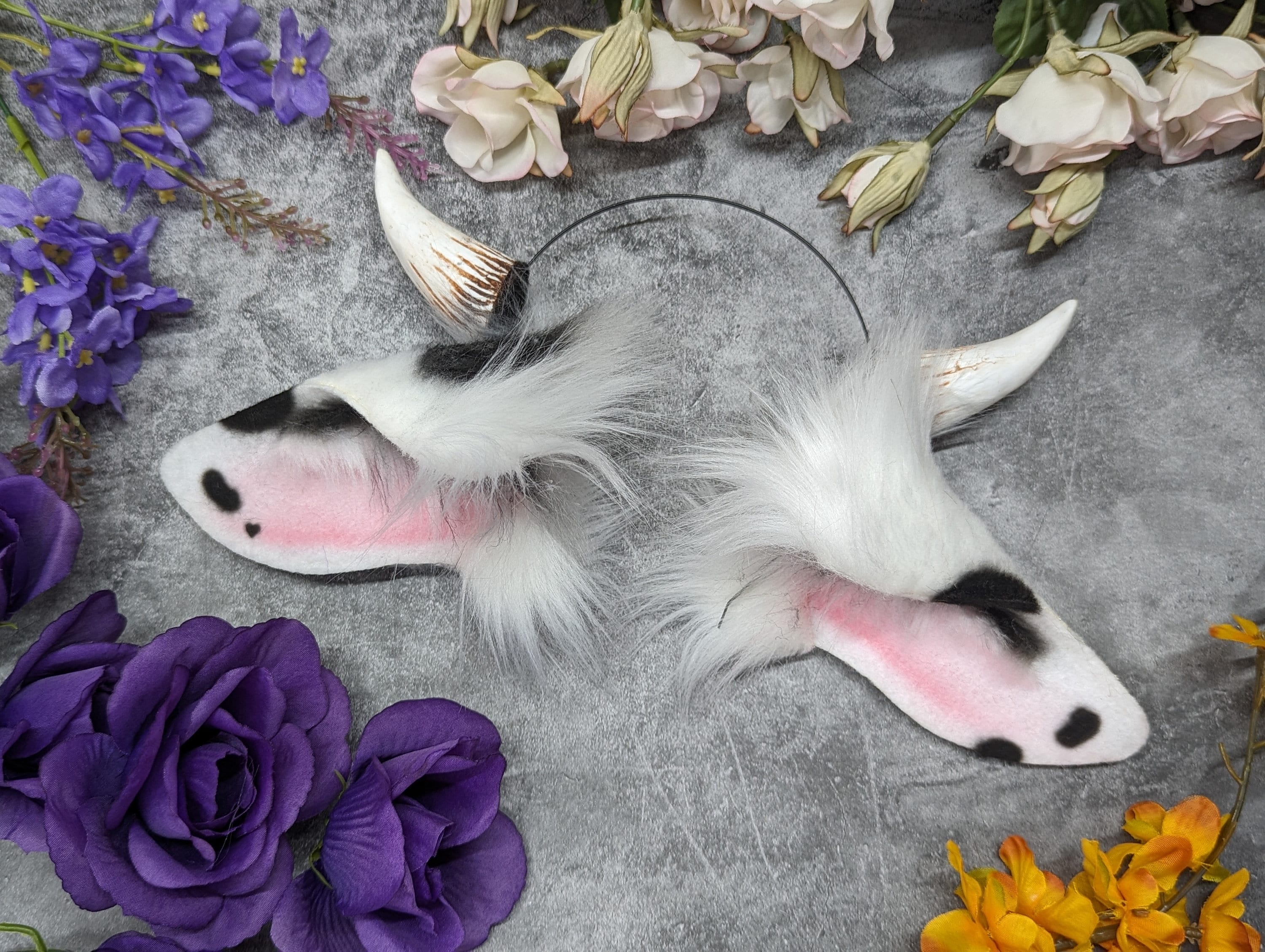 Large Cow Ears with Horns