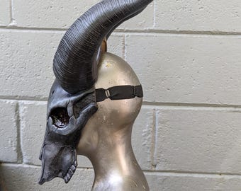 Goat Skull Half Face Mask With Large Horns - Etsy