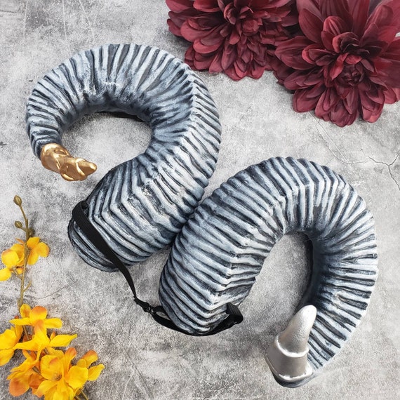 Large Resin Ram Horns: Costume Headpiece With Adjustable Elastic