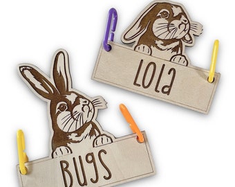 Bunny Rabbit Cage Tag, Personalized, Custom, Engraved Wood, Pet Rabbit, Pet Bunny, Cage Tag, Cage Accessories, Cage Decor, Small Animal