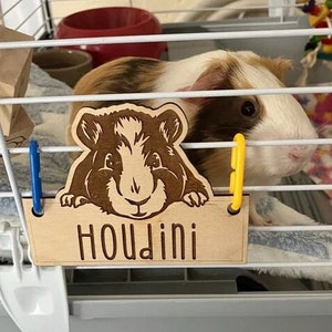 Guinea Pig Cage Tag, Personalized, Custom, Engraved Wood, Pet Guinea, Cavy, Cage Tag, Cage Accessories, Cage Decor, Small Animal