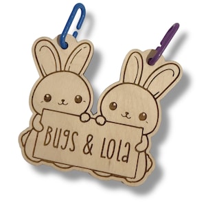 Bunny Rabbit Cage Tag, Personalized, Custom, Engraved Wood, Pet Rabbit, Pet Bunny, Cage Tag, Cage Accessories, Cage Decor, Small Animal,