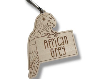 Personalized African Grey Parrot Bird Cage Tag Custom Engraved Wood Pet Parrot Accessories Small Animal Decor Ornament