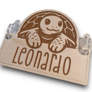 Personalized Turtle Tank Tag - Custom Engraved Wood Nameplate for Aquarium or Terrarium Habitat