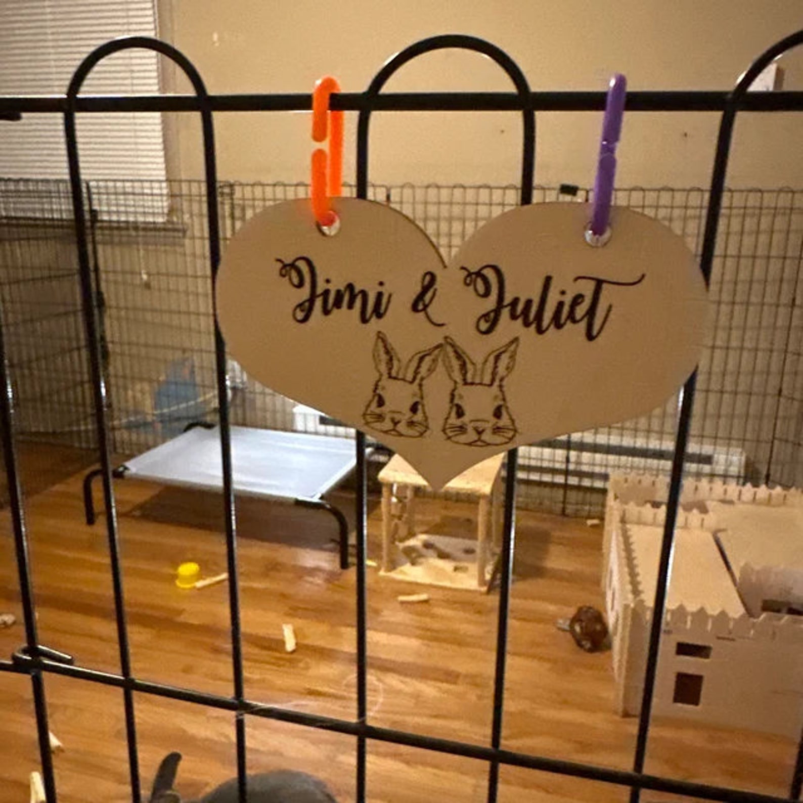 Cage Tags Personalized Bunny Rabbit Cage Tag - Custom Engraved Wood Name Plate ...
