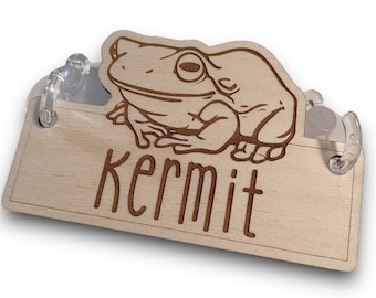 Custom Frog Name Tag Personalized Engraved Wood Terrarium Habitat Pet Sign Reptile Toad Tank Aquarium Cage Accessories