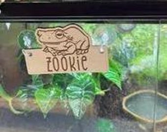Custom Frog Name Tag Personalized Engraved Wood Terrarium Habitat Pet Sign Reptile Toad Tank Aquarium Cage Accessories