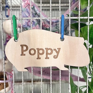 Guinea Pig Cage Tag, Personalized, Custom, Engraved Wood, Pet Guinea, Cavy, Cage Tag, Cage Accessories, Cage Decor, Small Animal