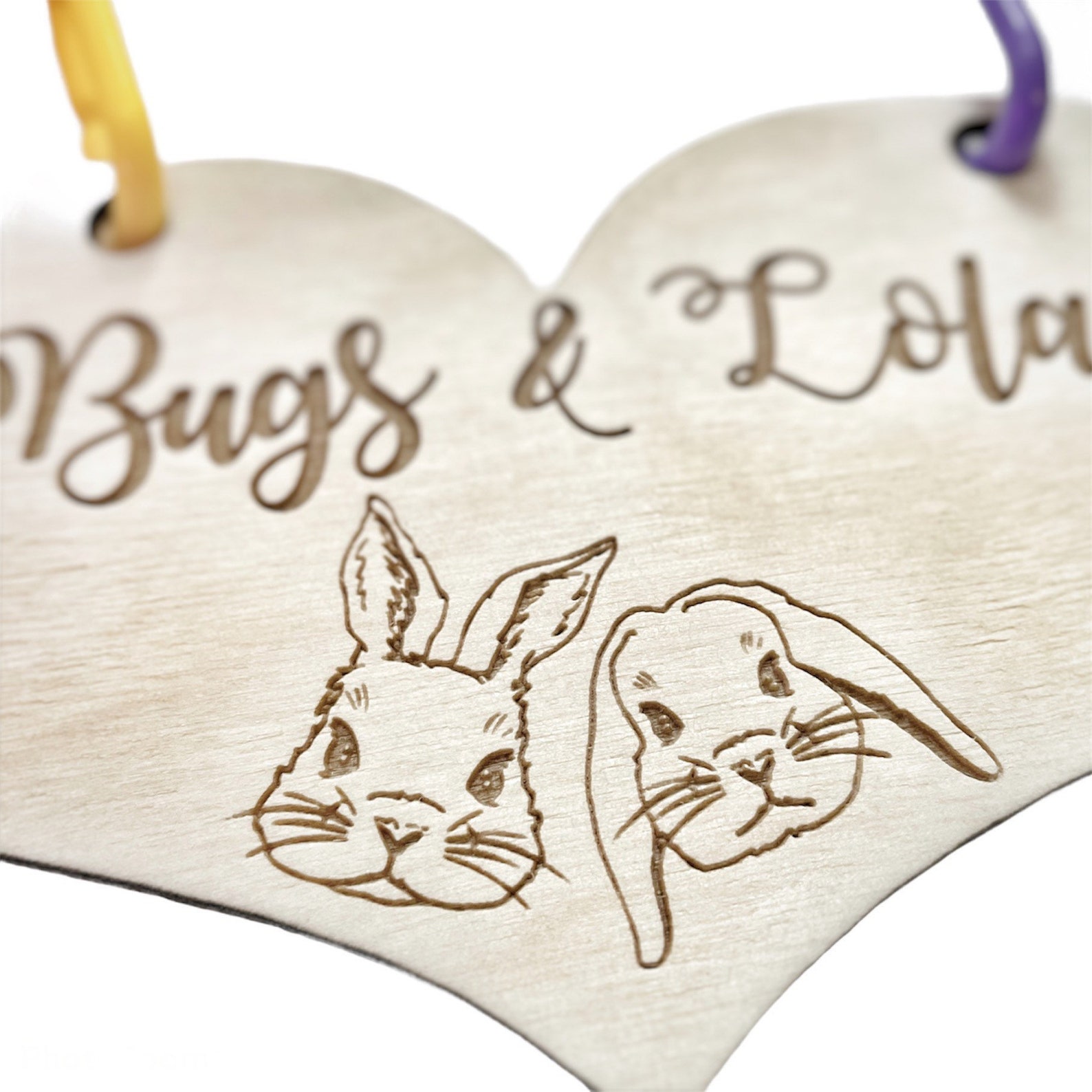 Bunny Rabbit Cage Tag Personalized Custom Engraved Wood Etsy