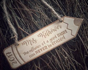 Personalized Teacher Ornament Engraved Wooden Christmas Ornament