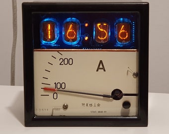 Nixie Electronic Clock III with Vintage Ampermeter Case and "Mechanical Pendulum"