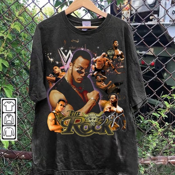 Vintage jaren '90 grafische stijl Dwayne Johnson TShirt - The Rock T-Shirt - Amerikaanse professionele worstelaar Tee voor man en vrouw Unisex shirt