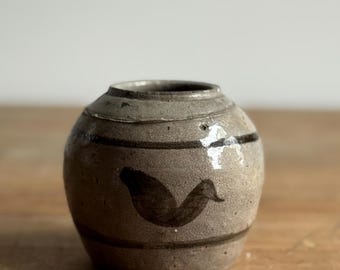 Antique Stoneware Ginger Jar – 3 1/2” Tall
