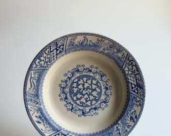 Rare Antique W.H. Grindley “Melton” Blue Transferware Plate – 9 3/8” – Registered 1882
