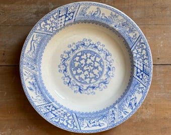 Rare Antique W.H. Grindley “Melton” Blue Transferware Plate – 9 3/8” – Registered 1882