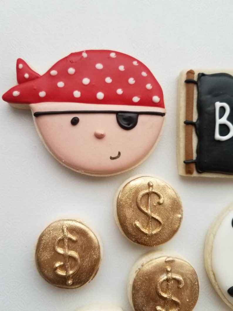 Pirate themed sugar cookies, treasure sugar cookies, birthday sugar cookies image 3