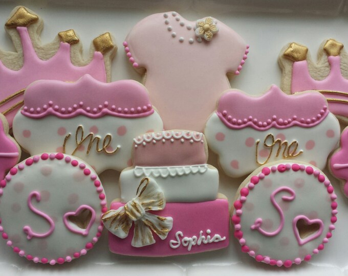 First Birthday Sugar Cookies Little Girl Birthday Cookies Etsy