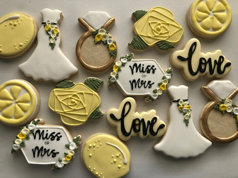 Lemon Themed Bridal shower sugar cookies, My main squeeze sugar cookies, engagement party sugar cookies, bridal shower favors, wedding image 10