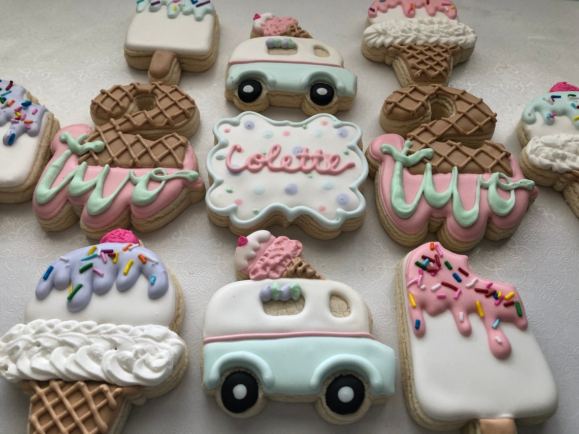 Ice Cream themed cookies 1st birthday ice cream 2nd Etsy