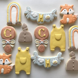 Boho Boy Sugar Cookies, boho cookies for a boy, fox cookies, boho rainbow