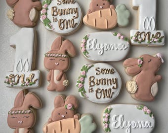 Some Bunny is One Sugar Cookies: First Birthday, Baby Shower