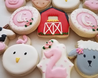Barnyard Sugar Cookies, Farm themed cookies, barnyard 2nd birthday, farm birthday