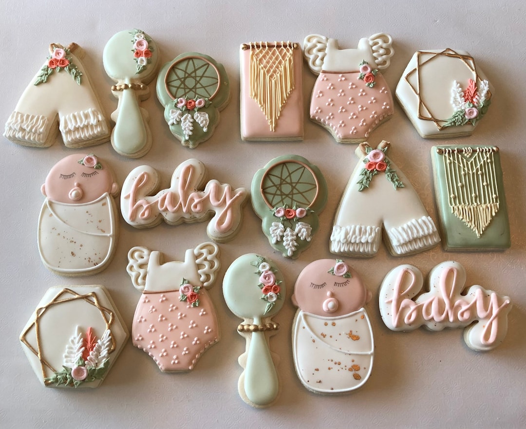 Boho Chic Baby Shower Sugar Cookies, Boho Chic, Baby Shower Cookies, Etsy
