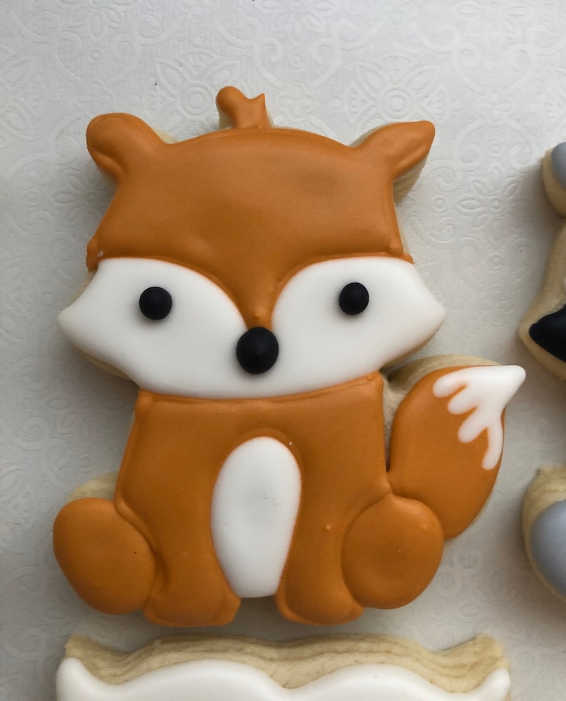 Woodland Creatures Baby Shower Fox Themed Sugar Cookies Etsy