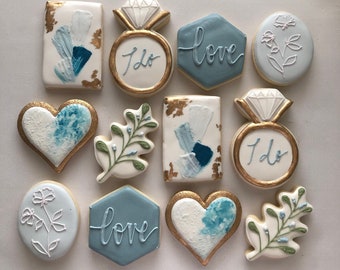 Bridal shower sugar cookies, engagement party sugar cookies, bridal shower favors, wedding