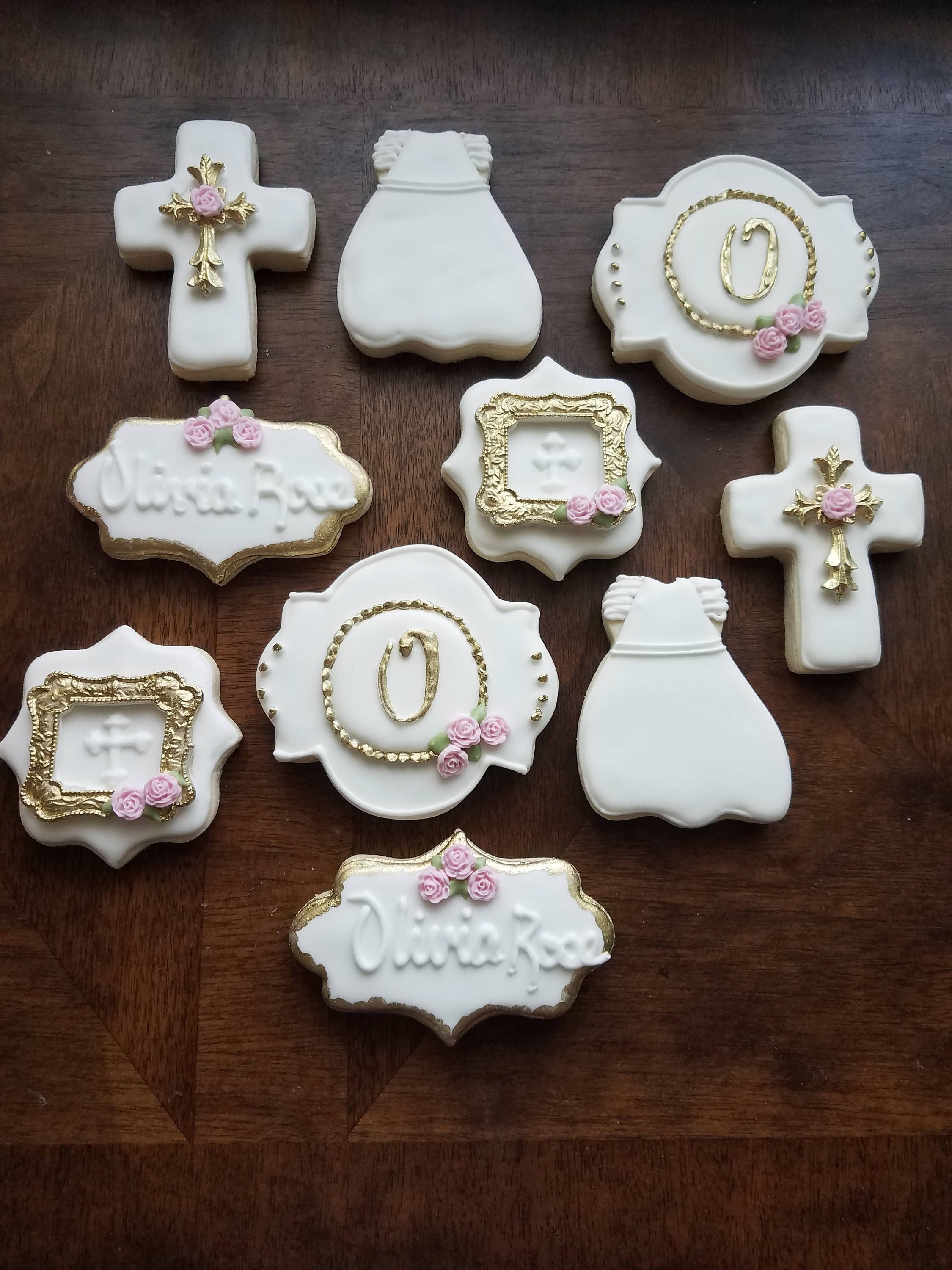 Baptism Sugar Cookies Communion Sugar Cookies White and Pink Etsy