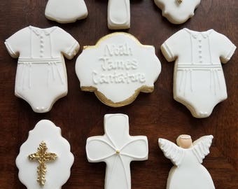 Pure Elegance: Delicate White Christening , Baptism sugar Cookies