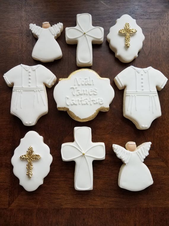 Baptism Sugar Cookies. White Baptism Cookies White Etsy