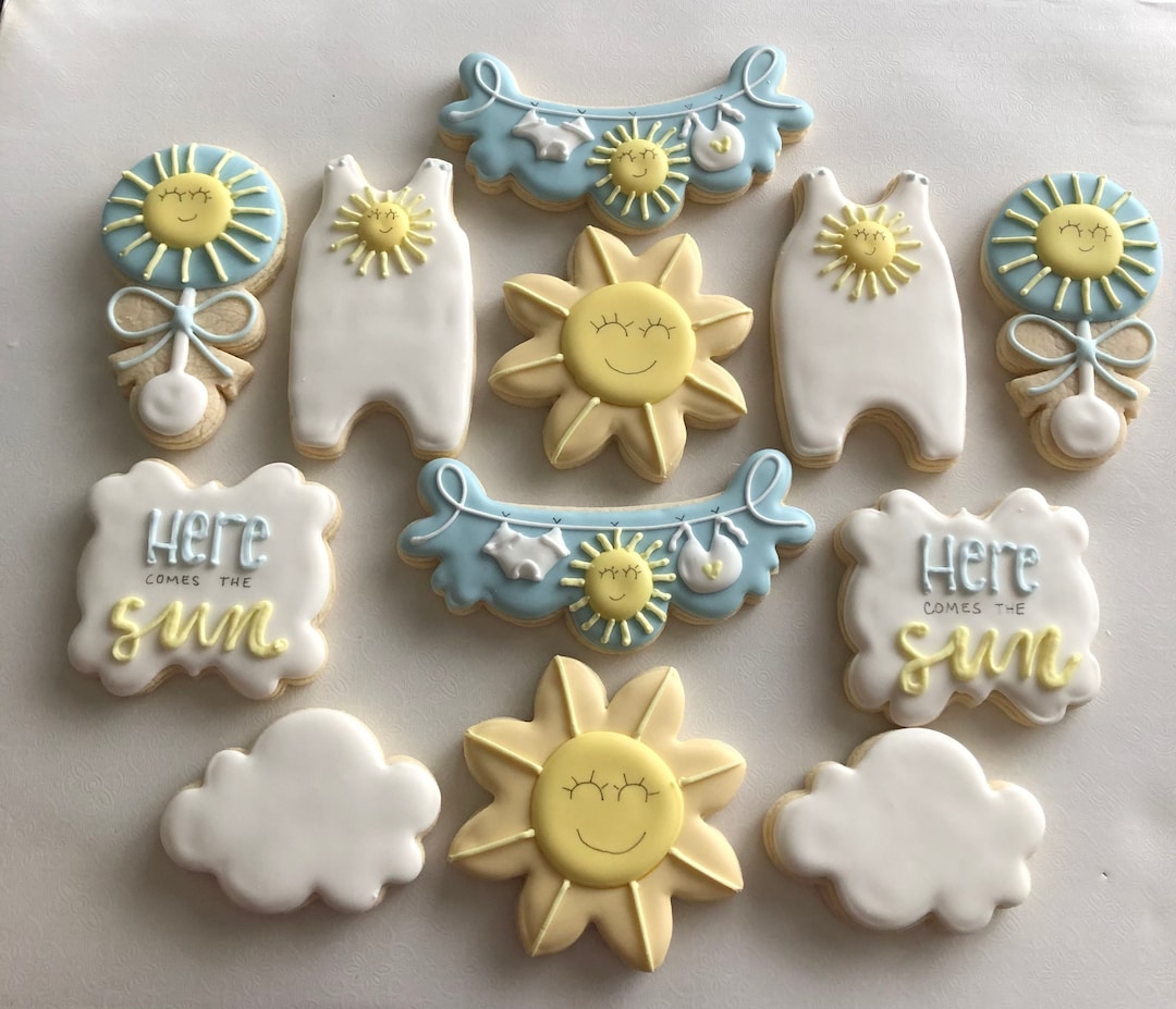 Here Comes the Sun Sugar Cookies, Sunshine Themed Cookies, Sun Cookies ...