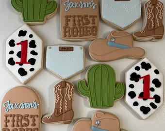 First Rodeo Sugar Cookies: Cowboy Rodeo Birthday, 12 Count