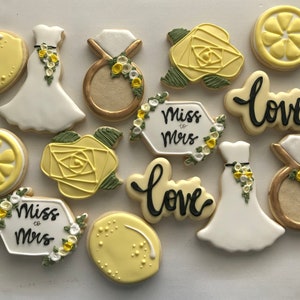 Lemon Themed Bridal shower sugar cookies, My main squeeze sugar cookies, engagement party sugar cookies, bridal shower favors, wedding image 1