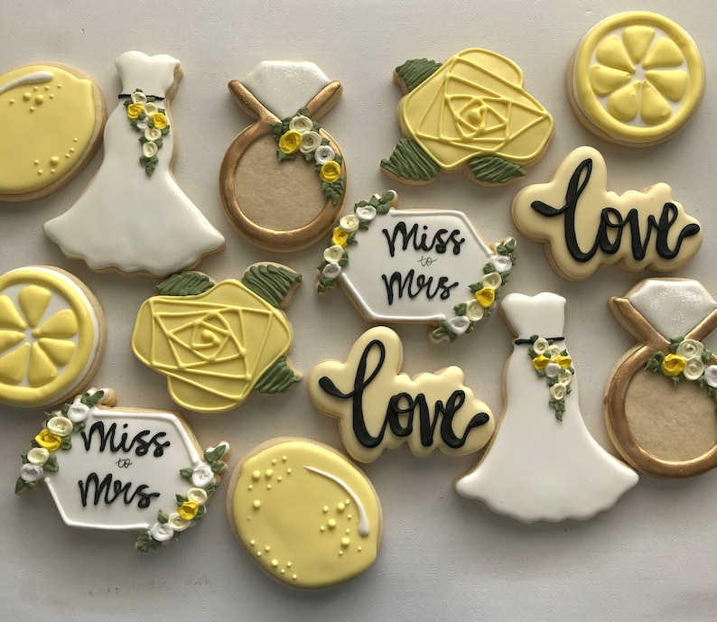 Lemon Themed Bridal shower sugar cookies, My main squeeze sugar cookies, engagement party sugar cookies, bridal shower favors, wedding image 1