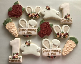 Some Bunny is One Sugar Cookies, first birthday sugar cookies,baby shower cookies, bunny cookies, Easter cookies