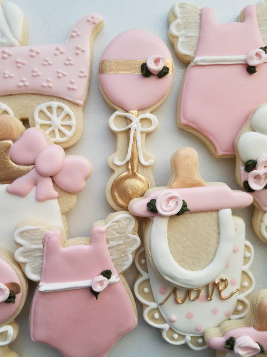 Pink Baby Shower Cookies Little Girl Baby Shower Girly Sugar Etsy
