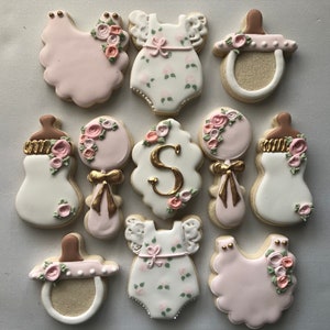 Floral baby shower sugar cookies