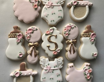 Floral baby shower sugar cookies