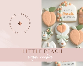 Peach Baby Shower Sugar Cookies: Gender Neutral Theme, Set of 12