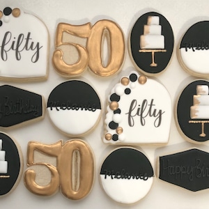 Birthday sugar cookies, pretty sugar cookies, 50th birthday,