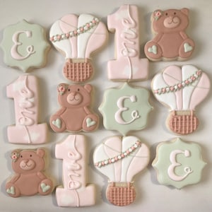 Teddy Bear Sugar Cookies, Teddy Bear Baby Shower, I can bearly wait sugar cookies, Girlie teddy bear