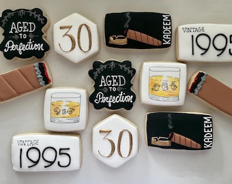 Aged To Perfection Sugar Cookies: Custom Celebration Treats (12 Cookies)