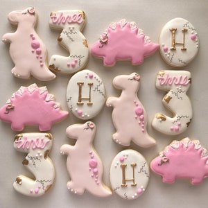 Pink Girlie dinosaur sugar cookies