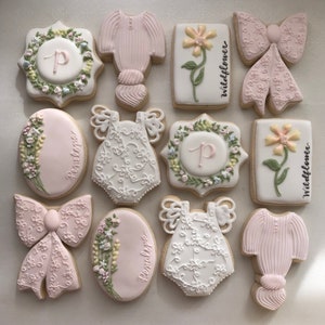 Wildflower Baby Shower Sugar Cookies: Garden Flower Theme, Set of 12