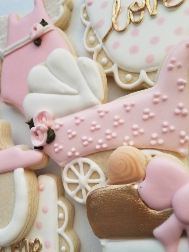 Pink Baby Shower Cookies Little Girl Baby Shower Girly Sugar Etsy