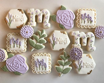 Lavender sugar cookies, purple flower, lavender flowers, birthday sugar cookies